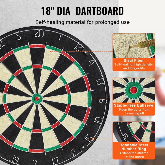 VEVOR Dartboard and Cabinet Set Official Size Complete Accessory Steel Tip Dart - Image 3