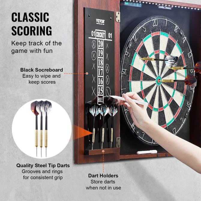 VEVOR Dartboard and Cabinet Set Official Size Complete Accessory Steel Tip Dart - Image 4