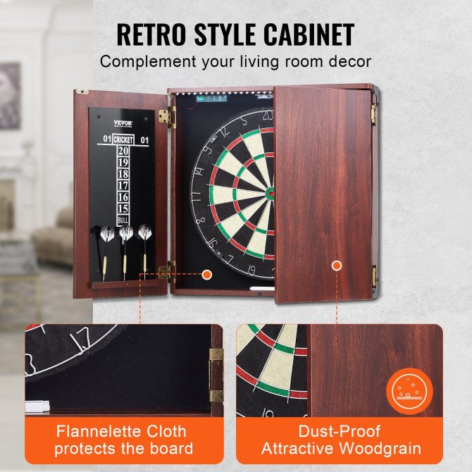 VEVOR Dartboard and Cabinet Set Official Size Complete Accessory Steel Tip Dart - Image 5