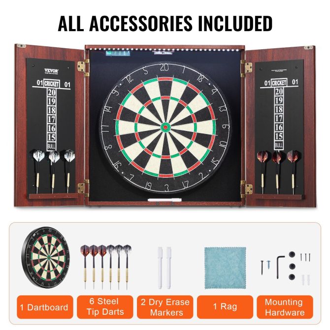 VEVOR Dartboard and Cabinet Set Official Size Complete Accessory Steel Tip Dart - Image 6