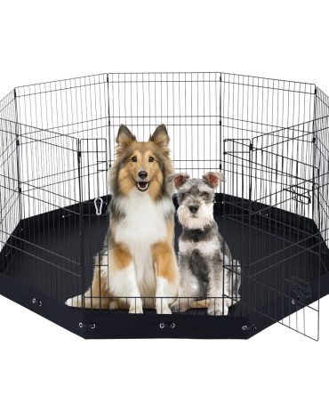 Dog Playpen 8 Panels Foldable Metal Dog Exercise Pen with Bottom Pad 30"H