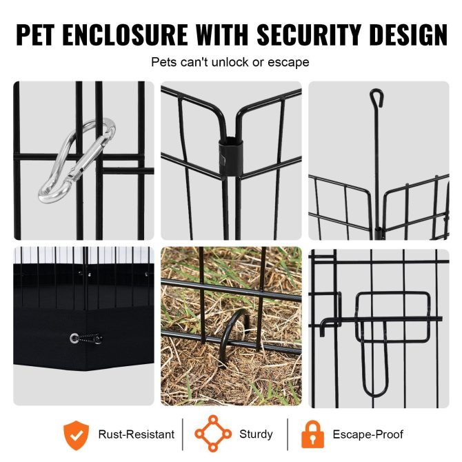 Dog Playpen 8 Panels Foldable Metal Dog Exercise Pen with Bottom Pad 30"H - Image 5
