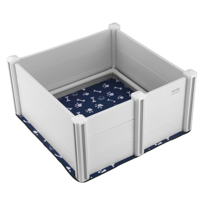 VEVOR Dog Whelping Box 38.6x38.6x18.1in PVC with Rails Pee Pad for Dogs Puppies - Image 11