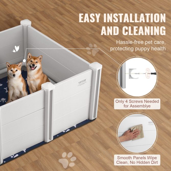 VEVOR Dog Whelping Box 38.6x38.6x18.1in PVC with Rails Pee Pad for Dogs Puppies - Image 3