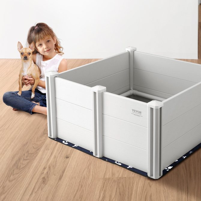 VEVOR Dog Whelping Box 38.6x38.6x18.1in PVC with Rails Pee Pad for Dogs Puppies - Image 8