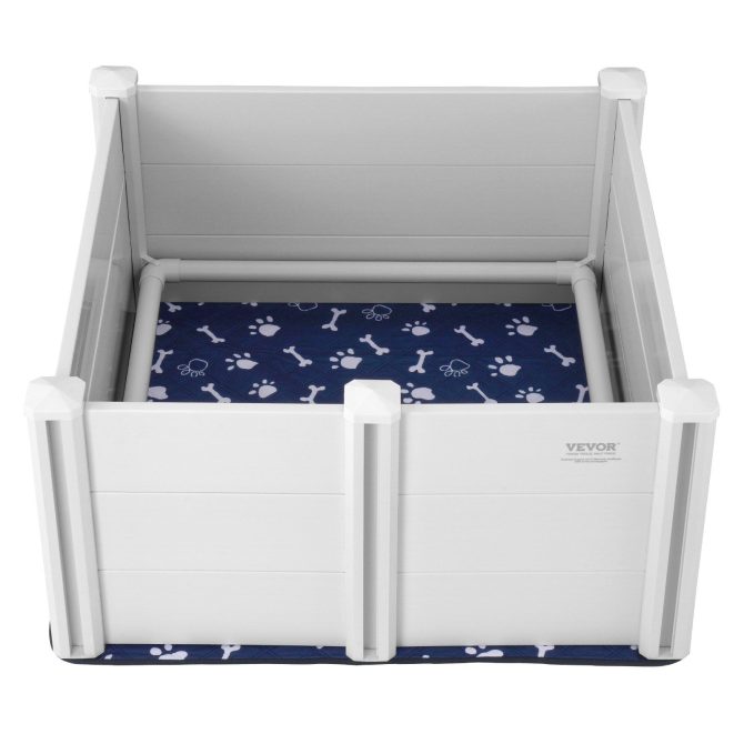 VEVOR Dog Whelping Box 38.6x38.6x18.1in PVC with Rails Pee Pad for Dogs Puppies - Image 9