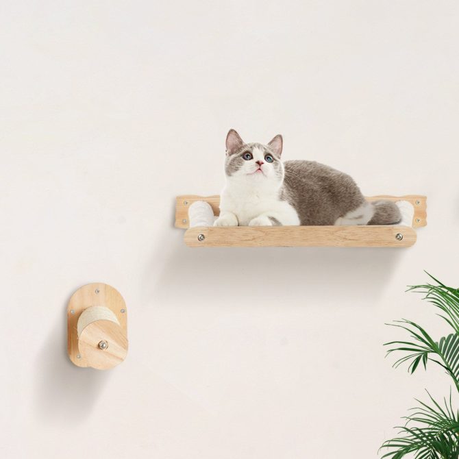 VEVOR Wall Mounted Cat Shelves with 2 Jumping Posts & 2 Hammocks up to 40 lbs - Image 8