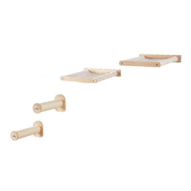 VEVOR Wall Mounted Cat Shelves with 2 Jumping Posts & 2 Hammocks up to 40 lbs - Image 9