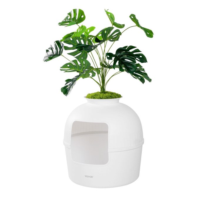 VEVOR Odor-Free Plant Cat Litter Box Hidden Cat Litter Box with Artificial Plant - Image 9