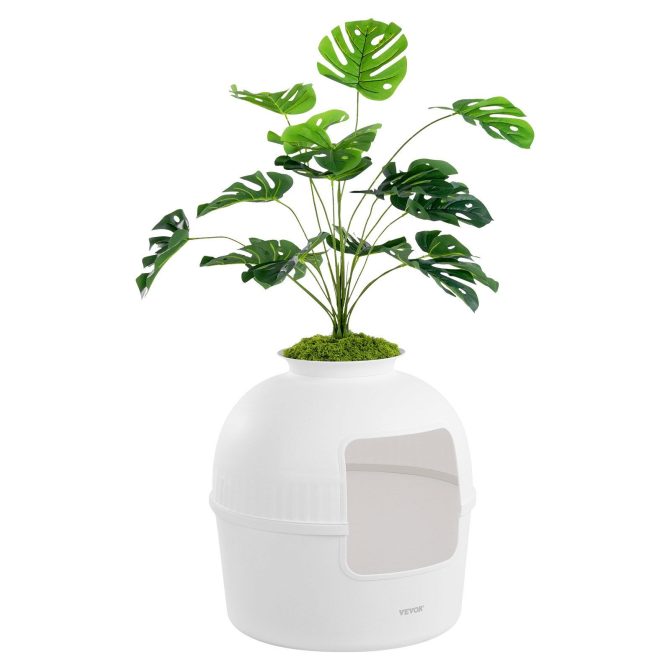 VEVOR Odor-Free Plant Cat Litter Box Hidden Cat Litter Box with Artificial Plant - Image 10