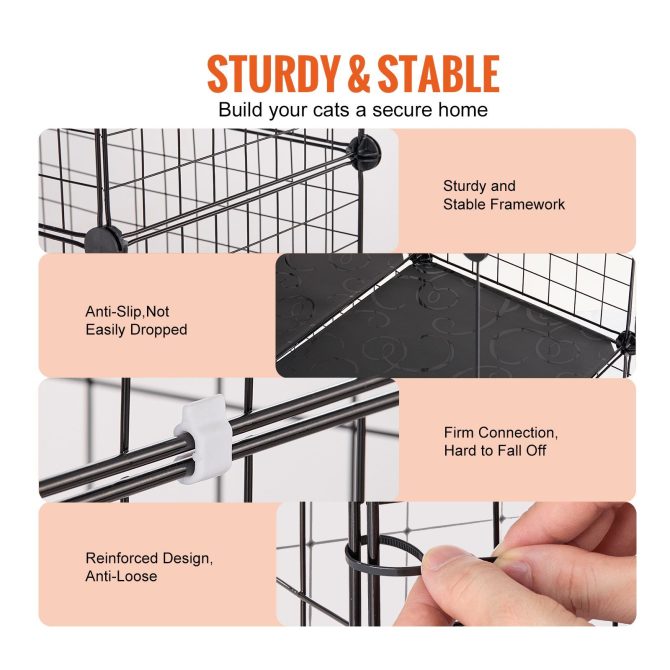 Large 4-tier Cat Cage 41 x 41 x 55" Metal Wire Cat Enclosure with Hammock - Image 3