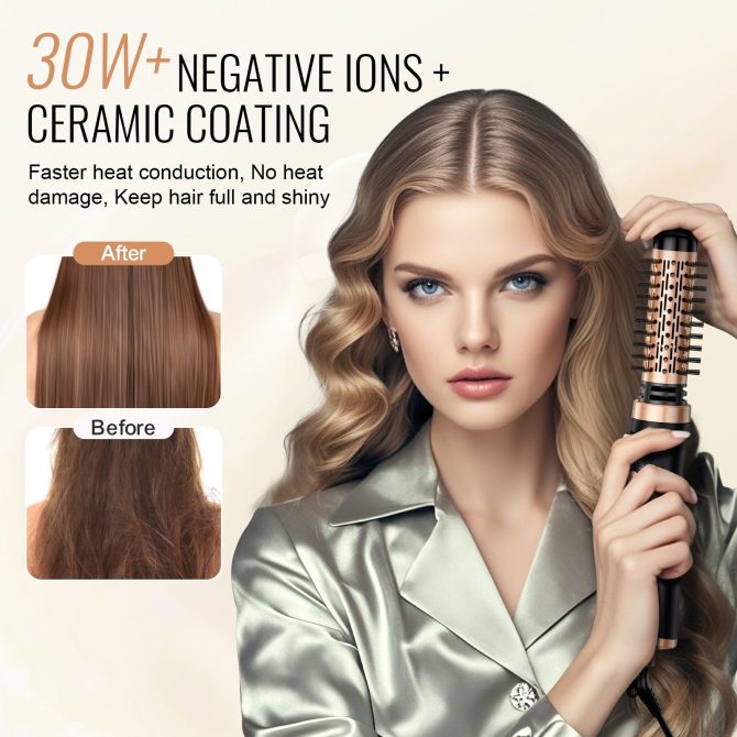 VEVOR Rotating Hair Dryer Brush Hot Air Styling Brush with 1.5" and 2" Head - Image 3