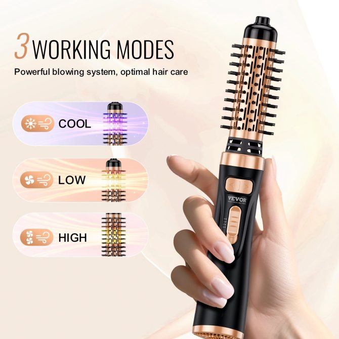 VEVOR Rotating Hair Dryer Brush Hot Air Styling Brush with 1.5" and 2" Head - Image 4