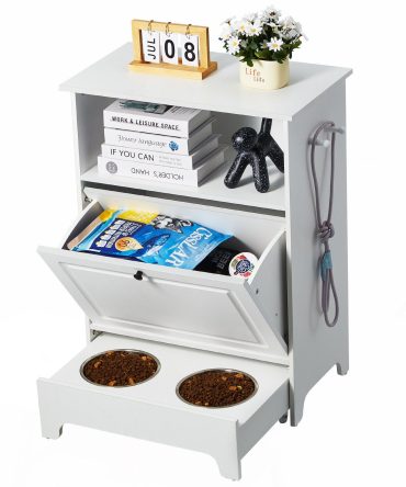VEVOR Pet Feeding Station w/ 2 Elevated Dog Bowls Dog Food & Toy Storage Cabinet