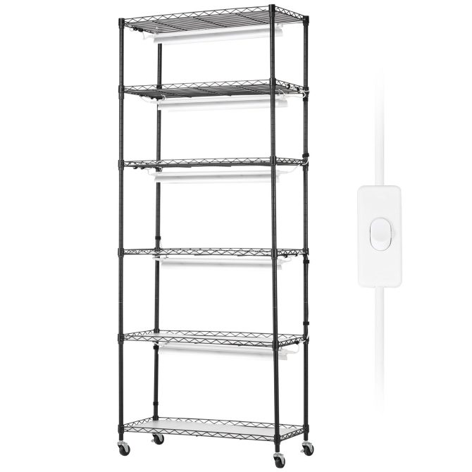 VEVOR DIY Plant Stand with Grow Light, 6-Tier Large Tall Plant Shelf with 192W 5000K Full Spectrum Grow Lights, Indoor Grow Light Shelf with Wheels for Seed Starting 29.5" L x 13.8" W x 70.9" H - Image 9
