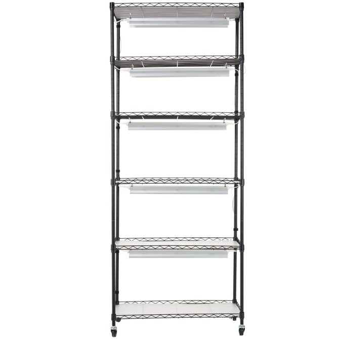 VEVOR DIY Plant Stand with Grow Light, 6-Tier Large Tall Plant Shelf with 192W 5000K Full Spectrum Grow Lights, Indoor Grow Light Shelf with Wheels for Seed Starting 29.5" L x 13.8" W x 70.9" H - Image 10