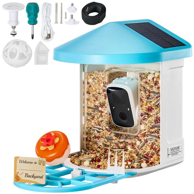 VEVOR Smart Bird Feeder with Camera 2K HD AI Identify Bird Species Solar-Powered - Image 9