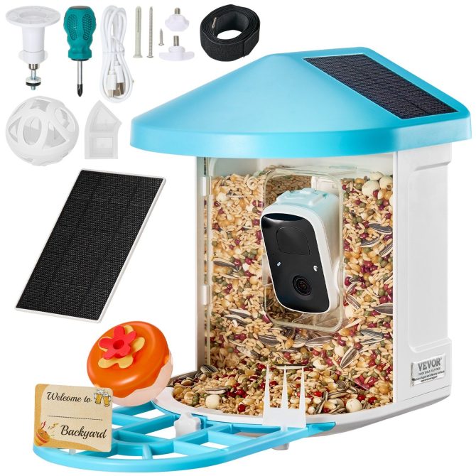 VEVOR Smart Bird Feeder with Camera AI Identify 10000+ Bird Specie Solar-Powered - Image 9