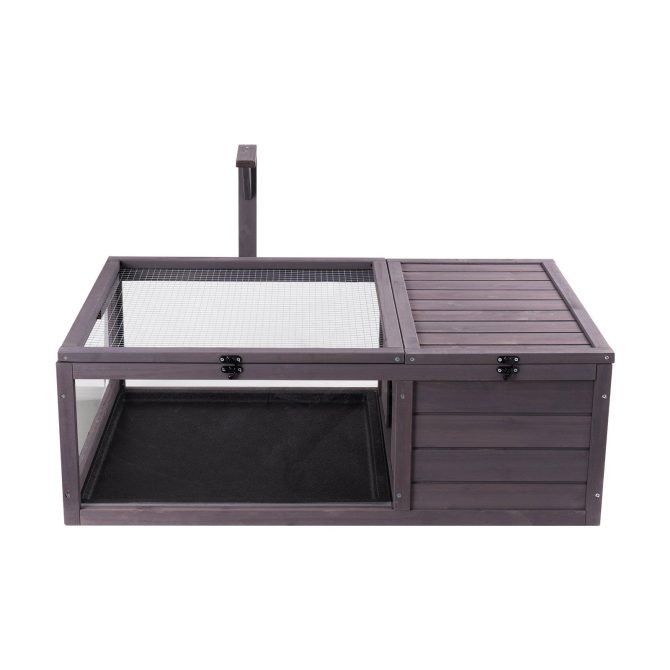 VEVOR Tortoise Habitat Wooden Tortoise House Indoor & Outdoor 2-Room 38x24x13in - Image 9
