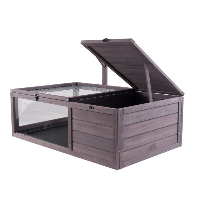 VEVOR Tortoise Habitat Wooden Tortoise House Indoor & Outdoor 2-Room 38x24x13in - Image 10