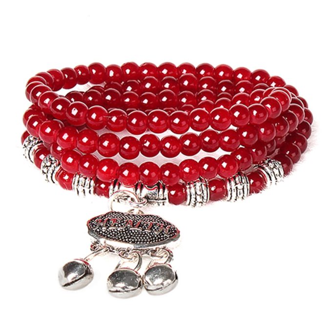 Red Agate Beaded Good Lock Bracelet - Image 2