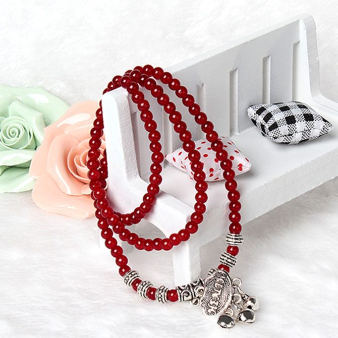 Red Agate Beaded Good Lock Bracelet - Image 3
