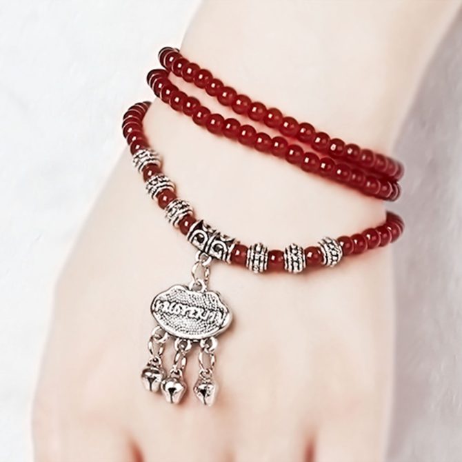Red Agate Beaded Good Lock Bracelet - Image 6