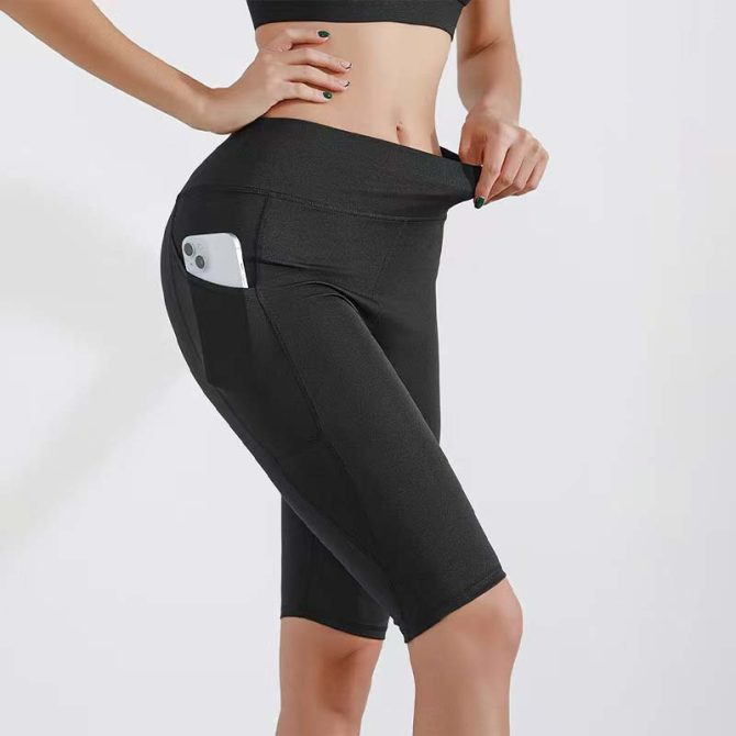 Women's High-Waisted Peach Lift Sharkskin Biker Shorts – Lightweight 5-Inch Yoga & Workout Compression Shorts' - Image 9