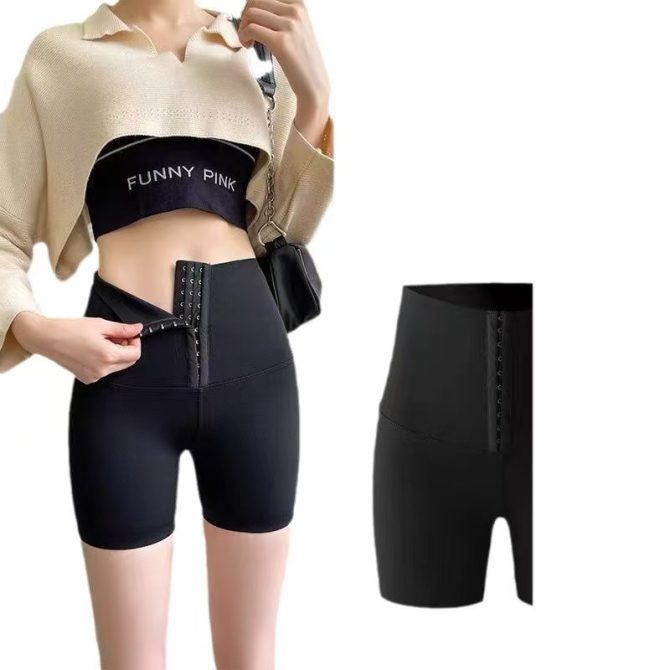 Women's High-Waisted Button-Up Sharkskin Yoga Shorts – 3-Inch Tummy Control Anti-Chafe Shapewear - Image 22
