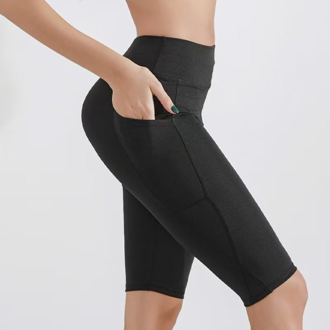 Women's High-Waisted Peach Lift Sharkskin Biker Shorts – Lightweight 5-Inch Yoga & Workout Compression Shorts' - Image 26