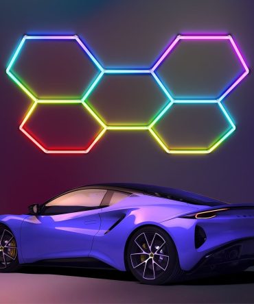 Hexagon led Lights - Garage Hexagon Light with Multi Color Modes, Dimmable and Speed Adjustable RGB Hexagon Wall Lights, DIY Design for Gaming Room, Bar, Club, Party, Music Studio, Gym