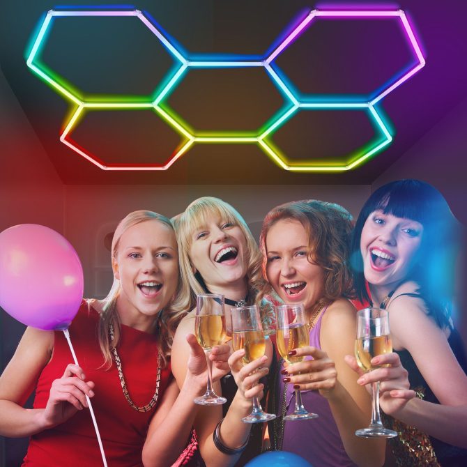 Hexagon led Lights - Garage Hexagon Light with Multi Color Modes, Dimmable and Speed Adjustable RGB Hexagon Wall Lights, DIY Design for Gaming Room, Bar, Club, Party, Music Studio, Gym - Image 8