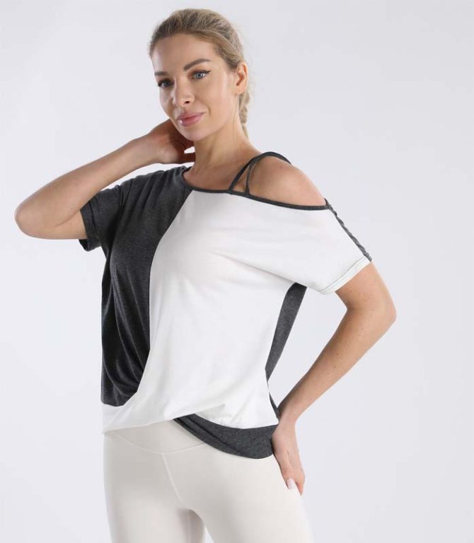 Women's Colorblock One-Shoulder Top – Trendy Asymmetrical Summer Tee - Image 12