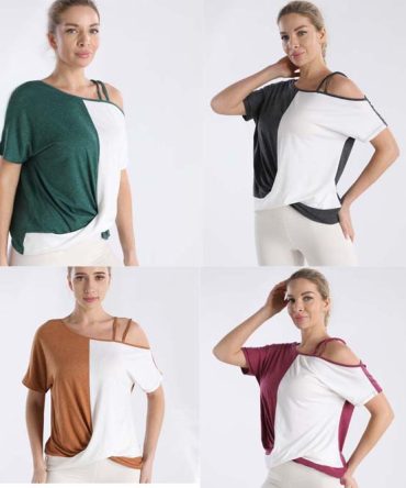 Women's Colorblock One-Shoulder Top – Trendy Asymmetrical Summer Tee