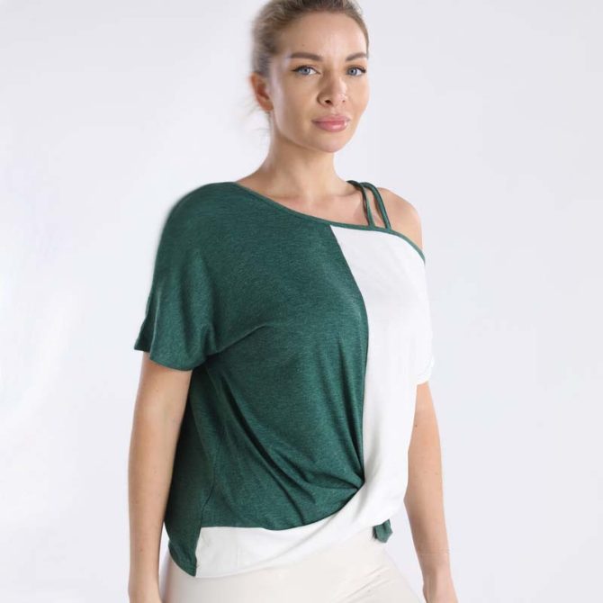 Women's Colorblock One-Shoulder Top – Trendy Asymmetrical Summer Tee - Image 19