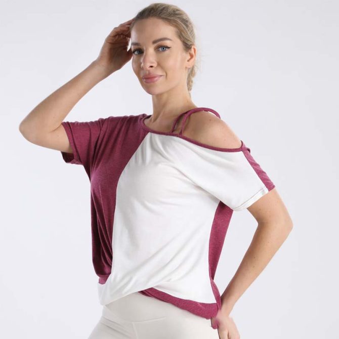 Women's Colorblock One-Shoulder Top – Trendy Asymmetrical Summer Tee - Image 20