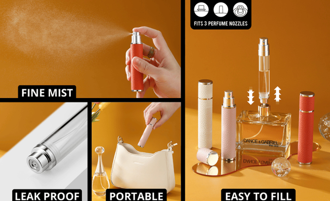 PSXCYB010red  10ml luxury perfume bottle, portable perfume bottle, magnetic suction leather leak-proof Refillable perfume bottle cologne spray, travel mini perfume bottle, thick glass bottle, - Image 7