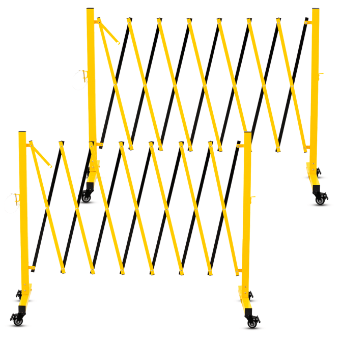 Metal Expandable Barricade,Folding Security Gate Safety Barrier with Casters,Mobile Barrier Gate, Adjustable Traffic Fence for Road Construction, Traffic Control,Cordon,Pool,Yellow Black - Image 25