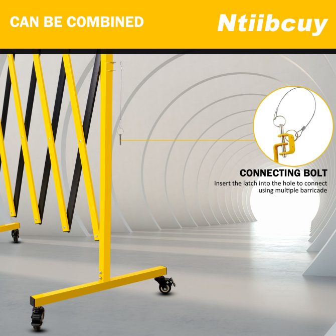 Metal Expandable Barricade,Folding Security Gate Safety Barrier with Casters,Mobile Barrier Gate, Adjustable Traffic Fence for Road Construction, Traffic Control,Cordon,Pool,Yellow Black - Image 17