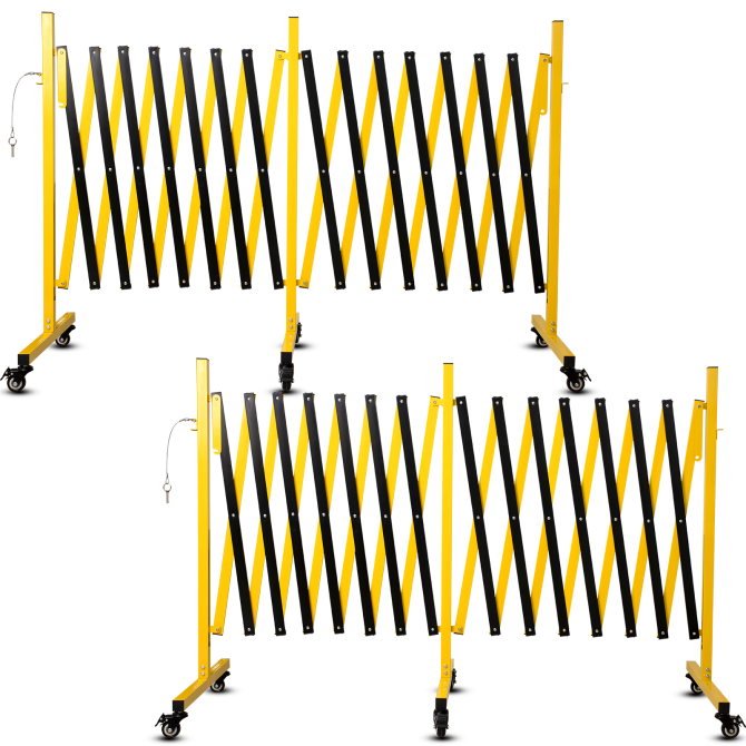Metal Expandable Barricade,Folding Security Gate Safety Barrier with Casters,Mobile Barrier Gate, Adjustable Traffic Fence for Road Construction, Traffic Control,Cordon,Pool,Yellow Black - Image 13