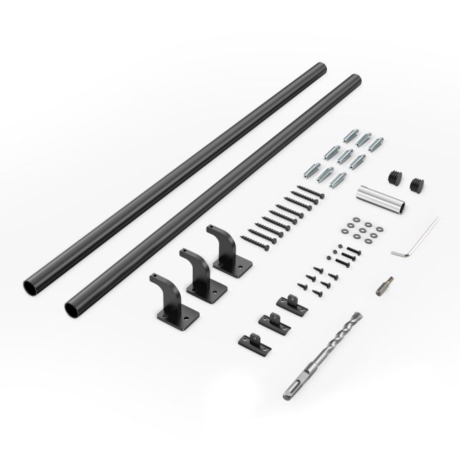 6ft Wall Mounted Stair Handrail Black Aluminum Indoor Outdoor Railing - Image 9