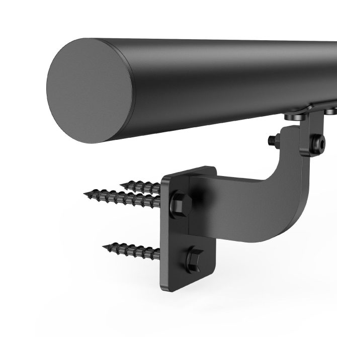 6ft Wall Mounted Stair Handrail Black Aluminum Indoor Outdoor Railing - Image 10
