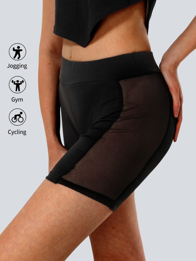High-Waist Mesh Panel Yoga Shorts – 3'' Inseam, Sheer & Sexy, Stretchy Workout Essentials for Women" - Image 7