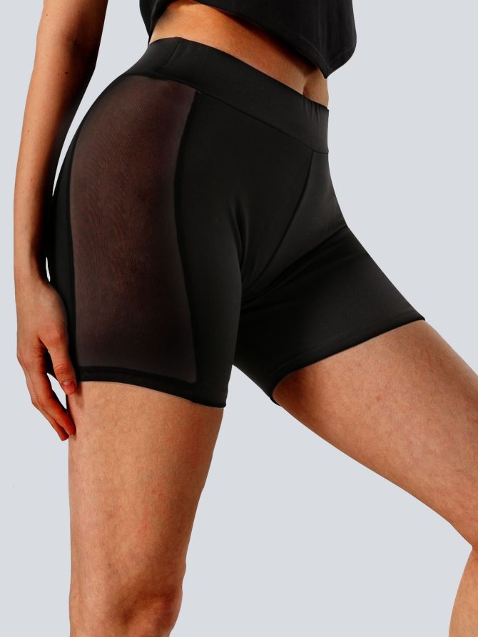 High-Waist Mesh Panel Yoga Shorts – 3'' Inseam, Sheer & Sexy, Stretchy Workout Essentials for Women" - Image 8