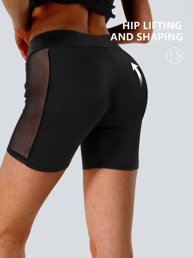 High-Waist Mesh Panel Yoga Shorts – 3'' Inseam, Sheer & Sexy, Stretchy Workout Essentials for Women" - Image 10