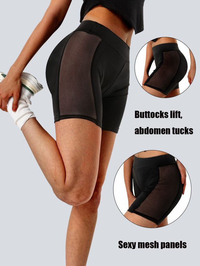 High-Waist Mesh Panel Yoga Shorts – 3'' Inseam, Sheer & Sexy, Stretchy Workout Essentials for Women" - Image 6