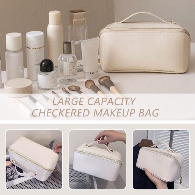 Travel Cosmetic Bag - Multifunctional Makeup Bag for Easy Access, Waterproof, Large-capacity, with Handle and Divider - Image 3