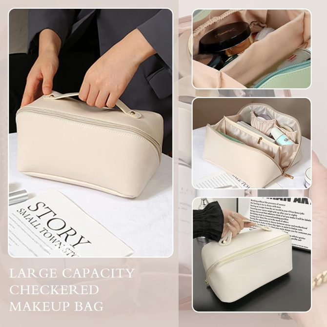 Travel Cosmetic Bag - Multifunctional Makeup Bag for Easy Access, Waterproof, Large-capacity, with Handle and Divider - Image 4