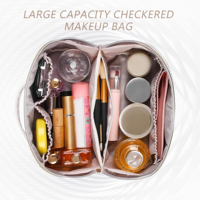Travel Cosmetic Bag - Multifunctional Makeup Bag for Easy Access, Waterproof, Large-capacity, with Handle and Divider - Image 5