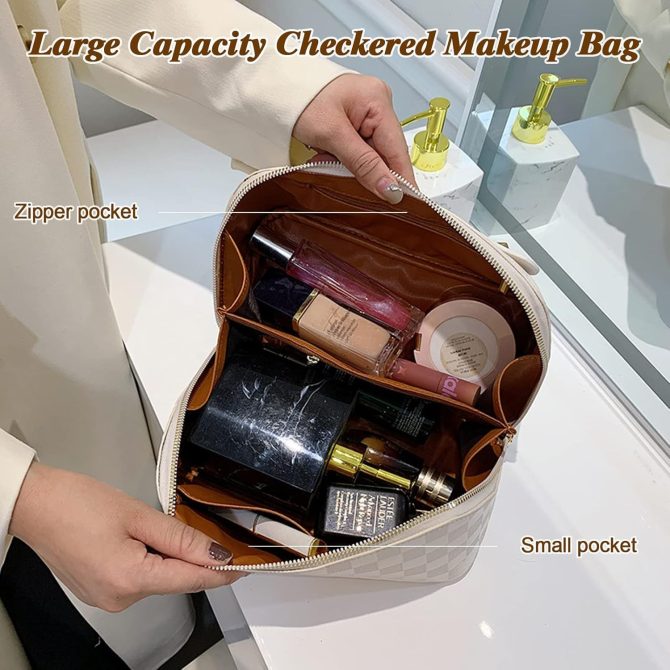 Travel Cosmetic Bag - Multifunctional Makeup Bag for Easy Access, Waterproof, Large-capacity, with Handle and Divider - Image 9